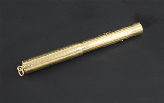 An early 20th century 15ct gold Mabie Todd & Co Ltd Swan fountain pen, 97mm.